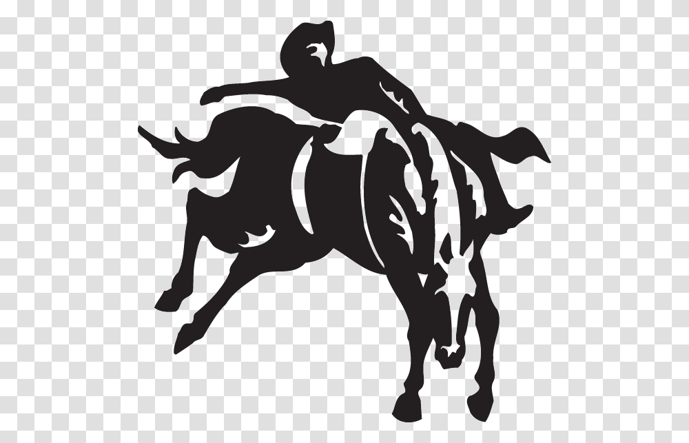 Rodeo Horse With Rider, Stencil, Cow, Cattle, Mammal Transparent Png
