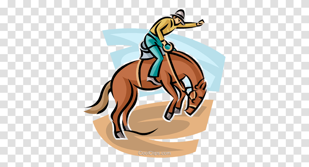 Rodeo Rider Royalty Free Vector Clip Art Illustration, Equestrian, Horse, Mammal, Animal Transparent Png