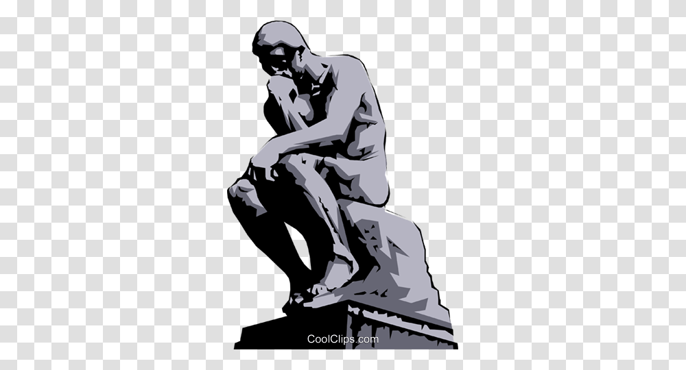 Rodins Thinker Royalty Free Vector Clip Art Illustration, Person, Human, Hand, Helmet Transparent Png