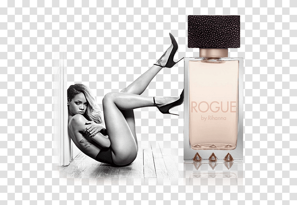 Rogue By Rihanna Ad, Cosmetics, Bottle, Person, Human Transparent Png