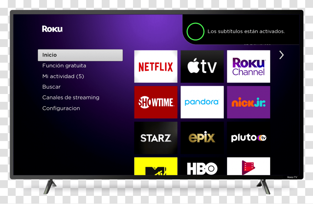 Roku Spanish Voice Os Roku Tv Home Screen, Monitor, Electronics, Display, Television Transparent Png