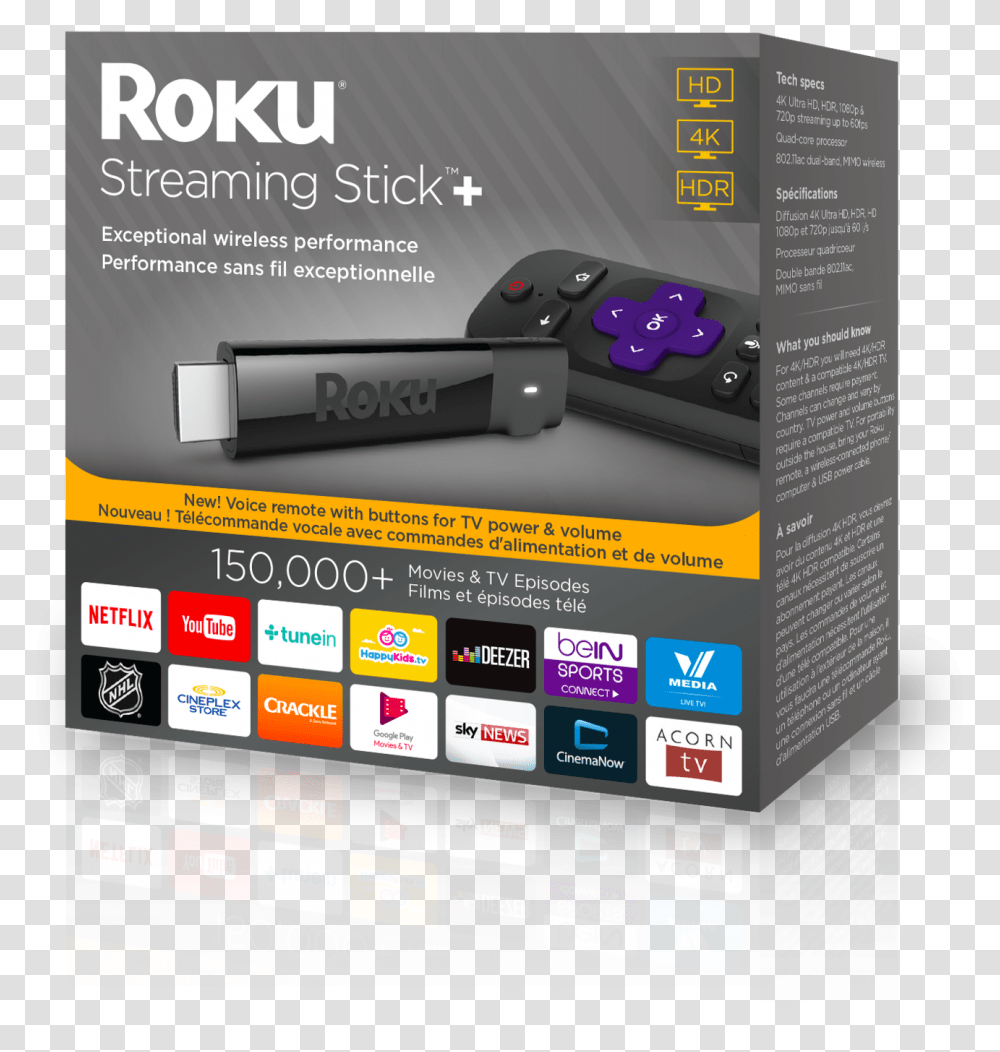 Roku Streaming Stick Plus Box, Flyer, Poster, Paper, Advertisement Transparent Png