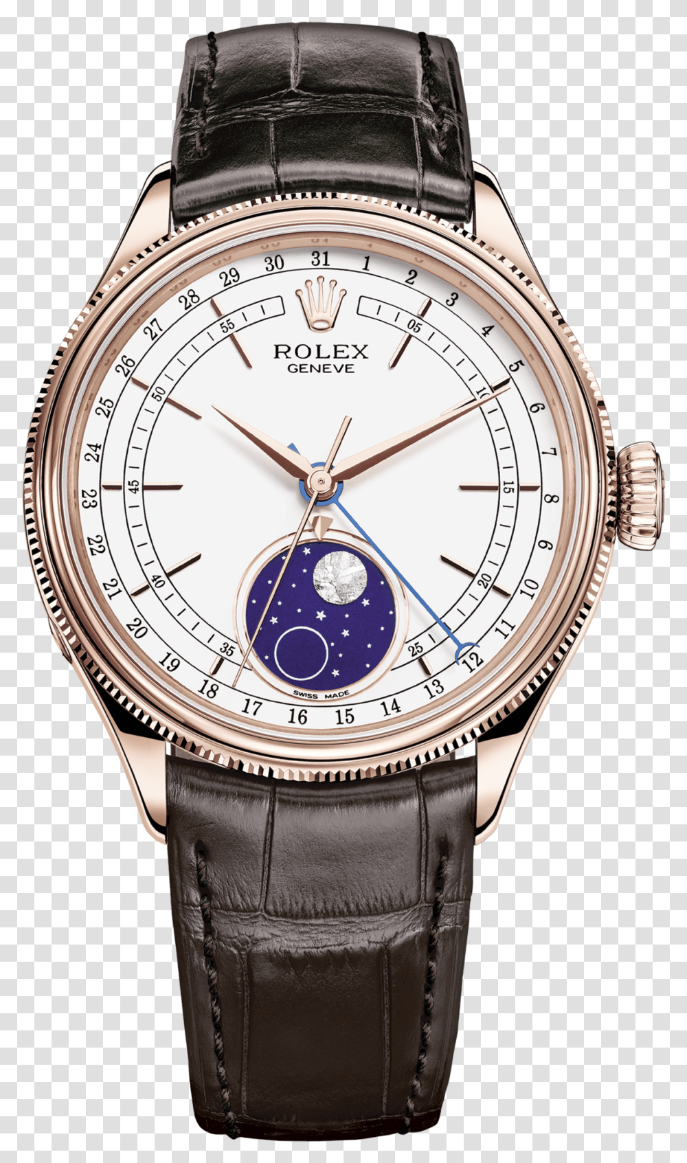 Rolex Cellini Moonphase Watch 18 Ct Everose Gold M505350002 Rolex Cellini, Wristwatch, Clock Tower, Architecture, Building Transparent Png