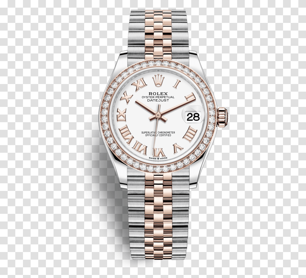 Rolex Datejust 31 Stainless Steel Rose Gold Diamond Rolex Wristwatch, Clock Tower, Architecture Transparent Png