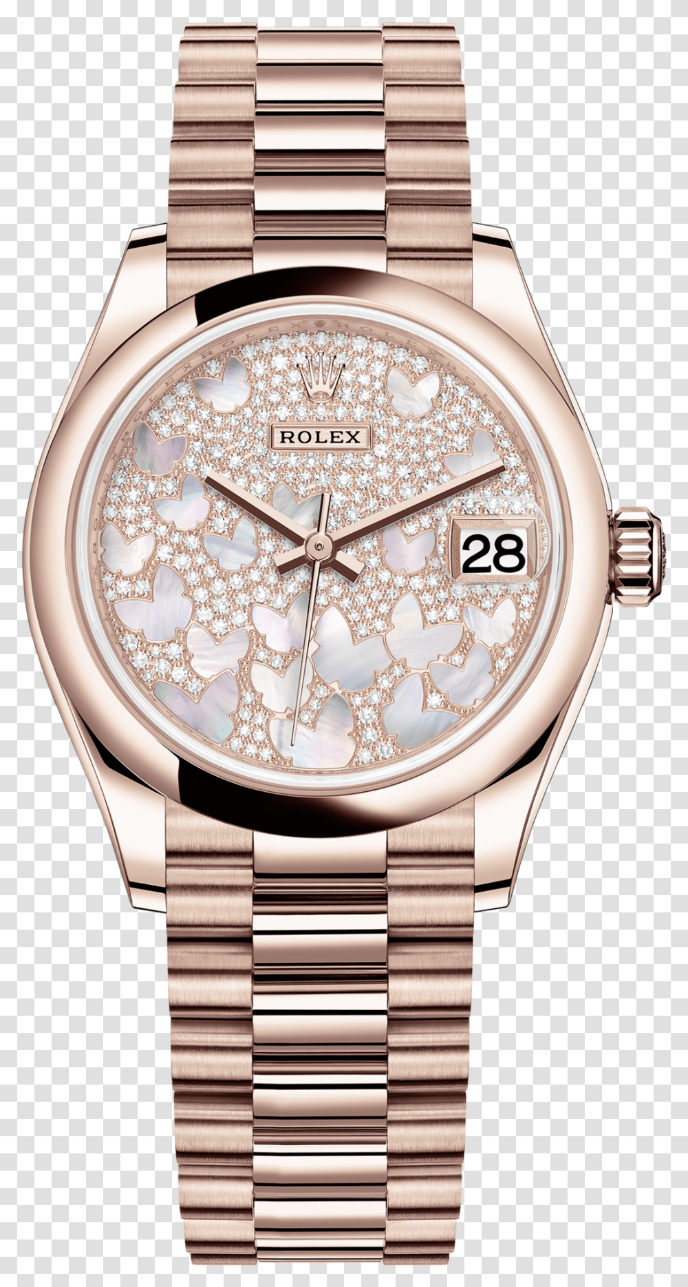 Rolex Datejust 31 Watch 18 Ct Everose Gold M2782450020, Wristwatch Transparent Png