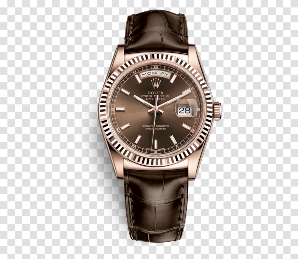 Rolex Day Date 36 Chocolate, Wristwatch, Clock Tower, Architecture, Building Transparent Png
