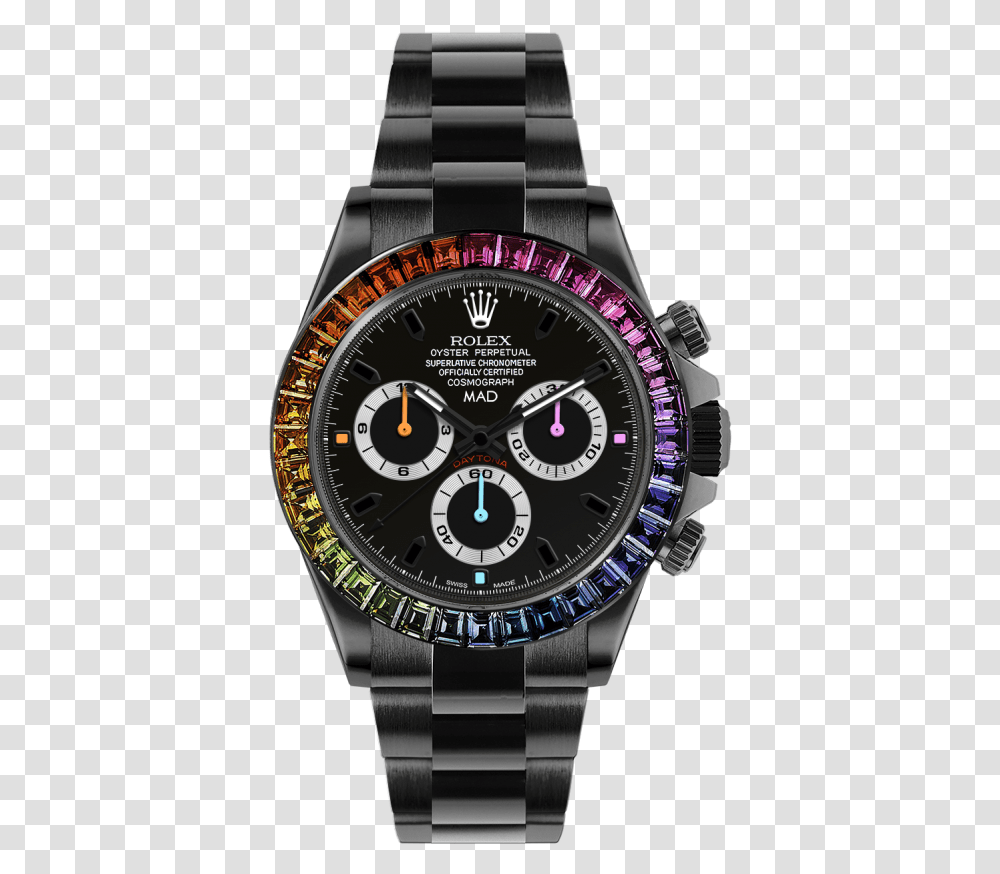Rolex Daytona Rainbow Black, Wristwatch, Clock Tower, Architecture, Building Transparent Png