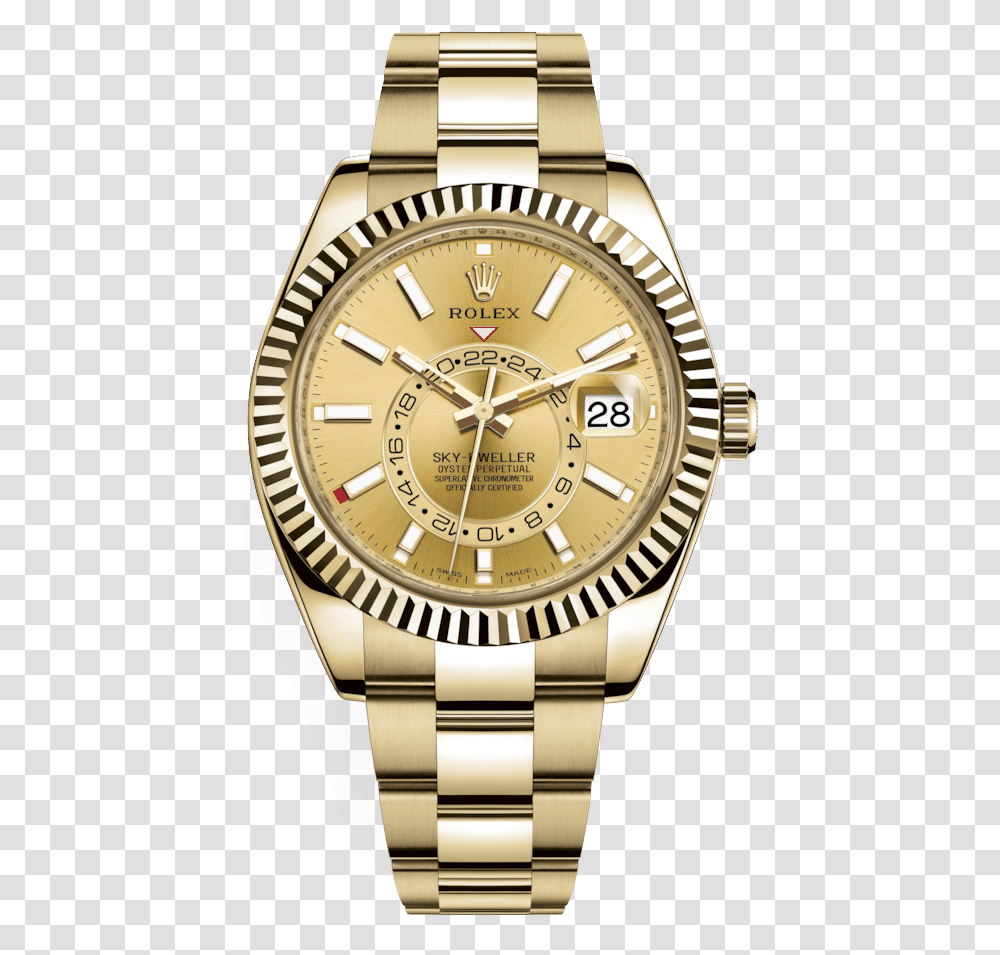 Rolex Sky Dweller Champagne Dial Automatic 18kt Sky Dweller Steel Gold, Wristwatch, Clock Tower, Architecture Transparent Png