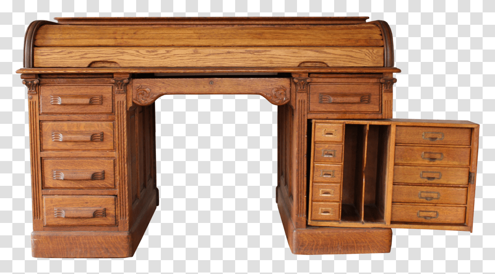 Roll Top Desk Images Secret Compartment Desk, Furniture, Table, Wood, Sideboard Transparent Png