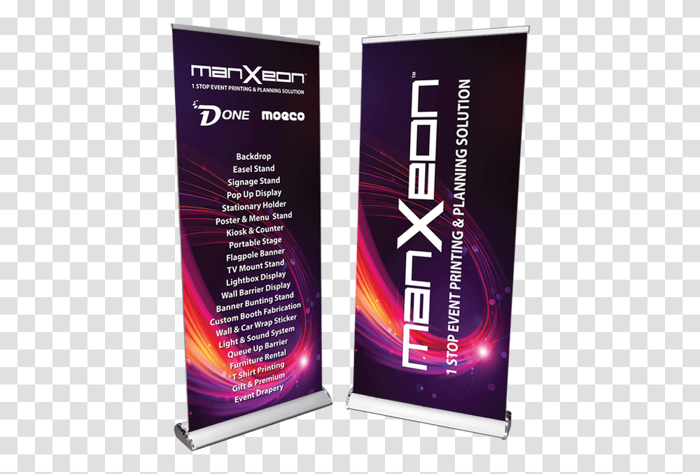 Roll Up Stand Banner Pull Display Printing Services Roll Up Stand Bunting, Bottle, Cosmetics, Mobile Phone, Electronics Transparent Png