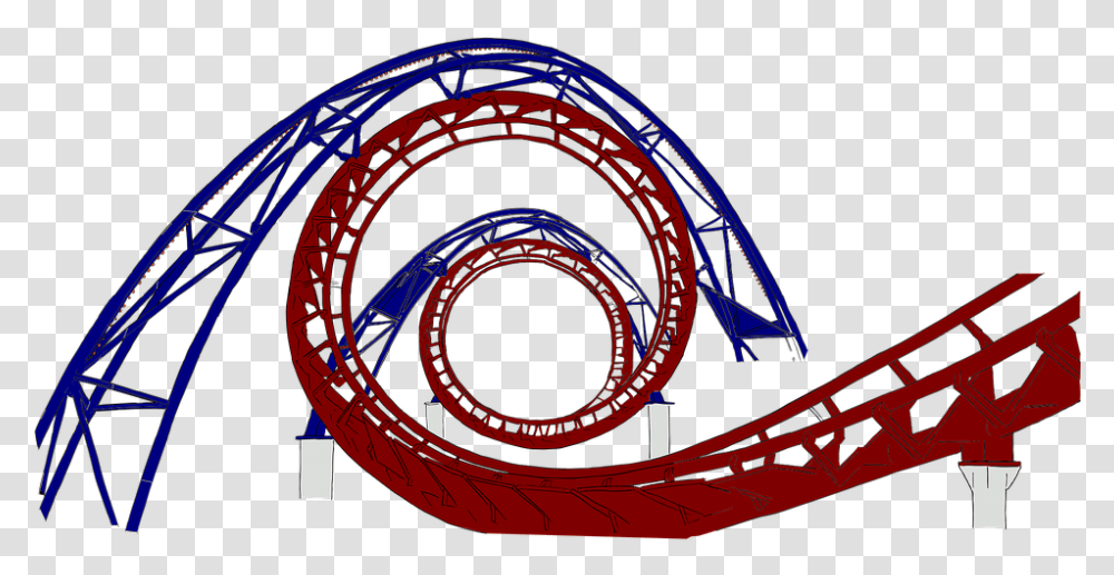 Roller Coaster Tube Red Blue Intertwined Speed Roller Coaster Background, Amusement Park, Leash Transparent Png