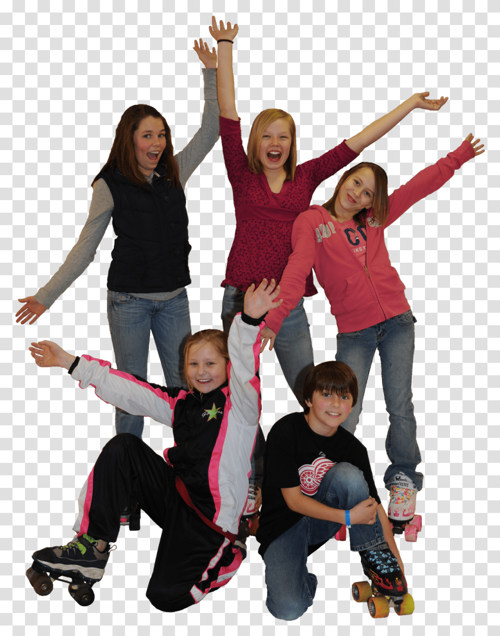 Roller Skate Five Tweens Kids Roller Skating People Roller Skating, Dance Pose, Leisure Activities, Person, Long Sleeve Transparent Png
