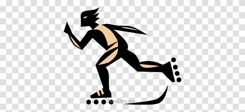 Roller Skater Royalty Free Vector Clip Art Illustration, Person, Human, Silhouette, Bird Transparent Png