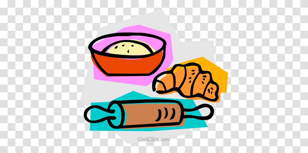 Rolling Pin With Flour And Croissant Royalty Free Vector Clip Art, Food, Bowl, Weapon, Weaponry Transparent Png