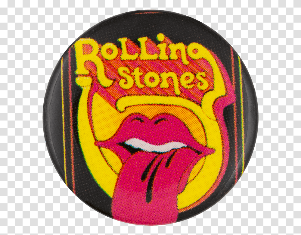 Rolling Stones Mouth On Yellow Music Button Museum Circle, Logo, Trademark, Badge Transparent Png