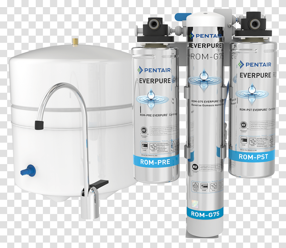 Rom Iv Reverse Osmosis Tank Faucet System De17 Everpure, Label, Bottle, Mixer Transparent Png