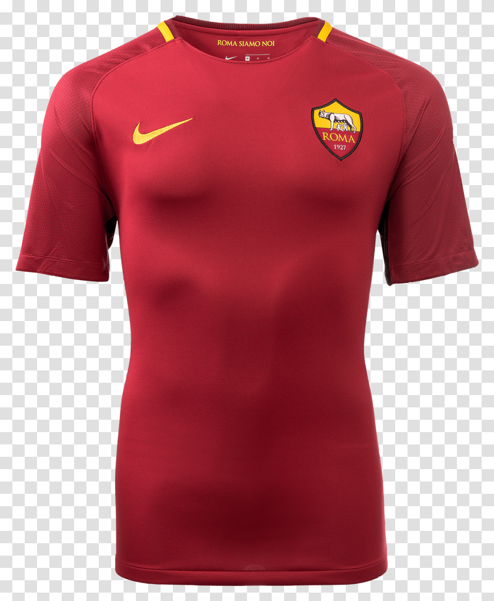 Roma Home Jersey 201718 Ez Football Egypt Football Kit, Clothing, Apparel, Shirt, Person Transparent Png