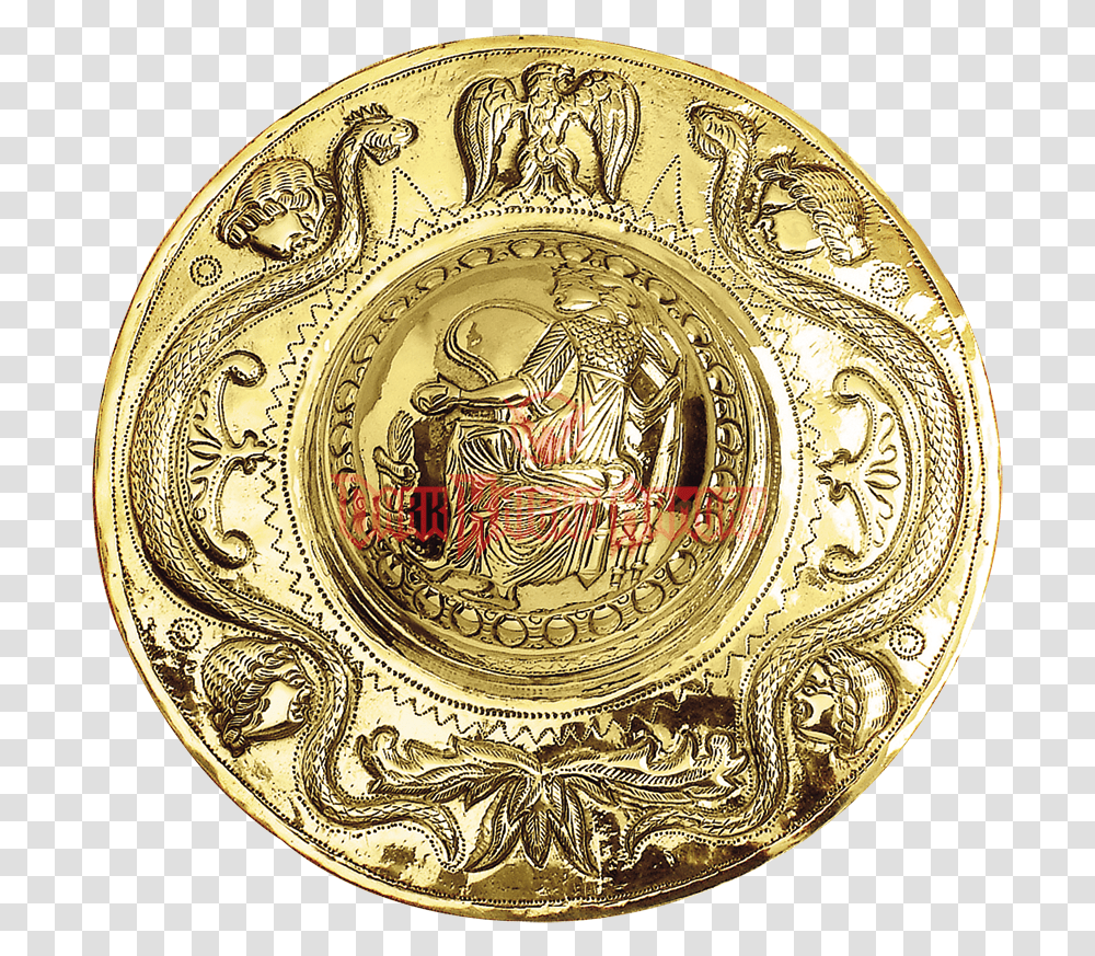 Roman Shields Download Brass Embossed Shield Boss, Gold, Rug, Coin, Money Transparent Png