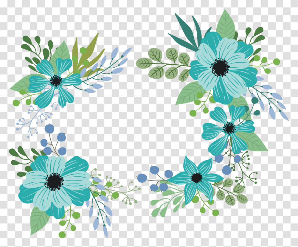 Romantic Blue And Green Flower, Floral Design, Pattern, Graphics, Art Transparent Png