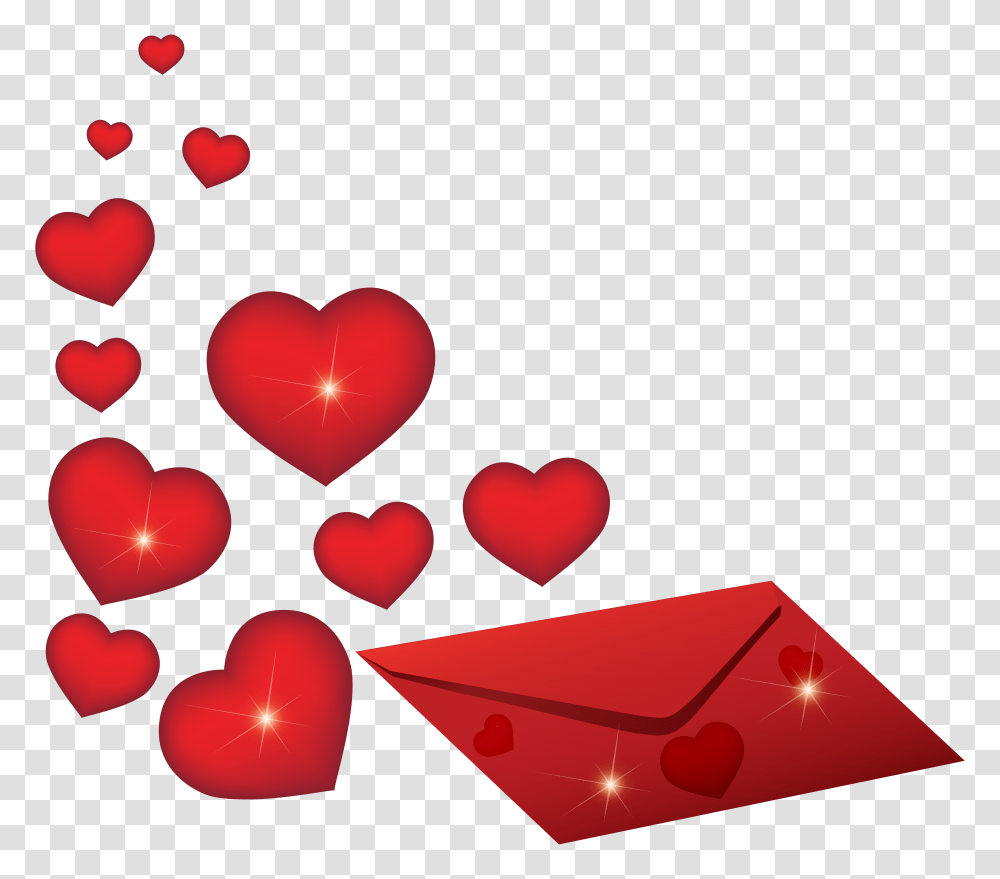 Romantic Envelope With Hearts, Lighting, Mail Transparent Png