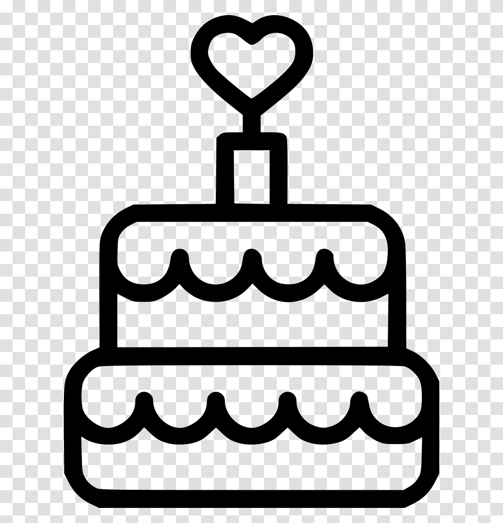Romantic Heart Cake Dessert Happy Birthday Icon Happy Birthday, Stencil, Lawn Mower, Tool Transparent Png