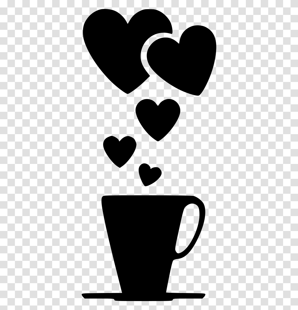 Romantic Love Cup Long Drink Romantic Love Pic, Stencil, Coffee Cup, Heart Transparent Png