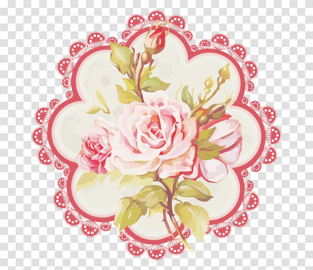 Romantic Pink Flower Border Photo Clip Art, Graphics, Floral Design, Pattern, Plant Transparent Png