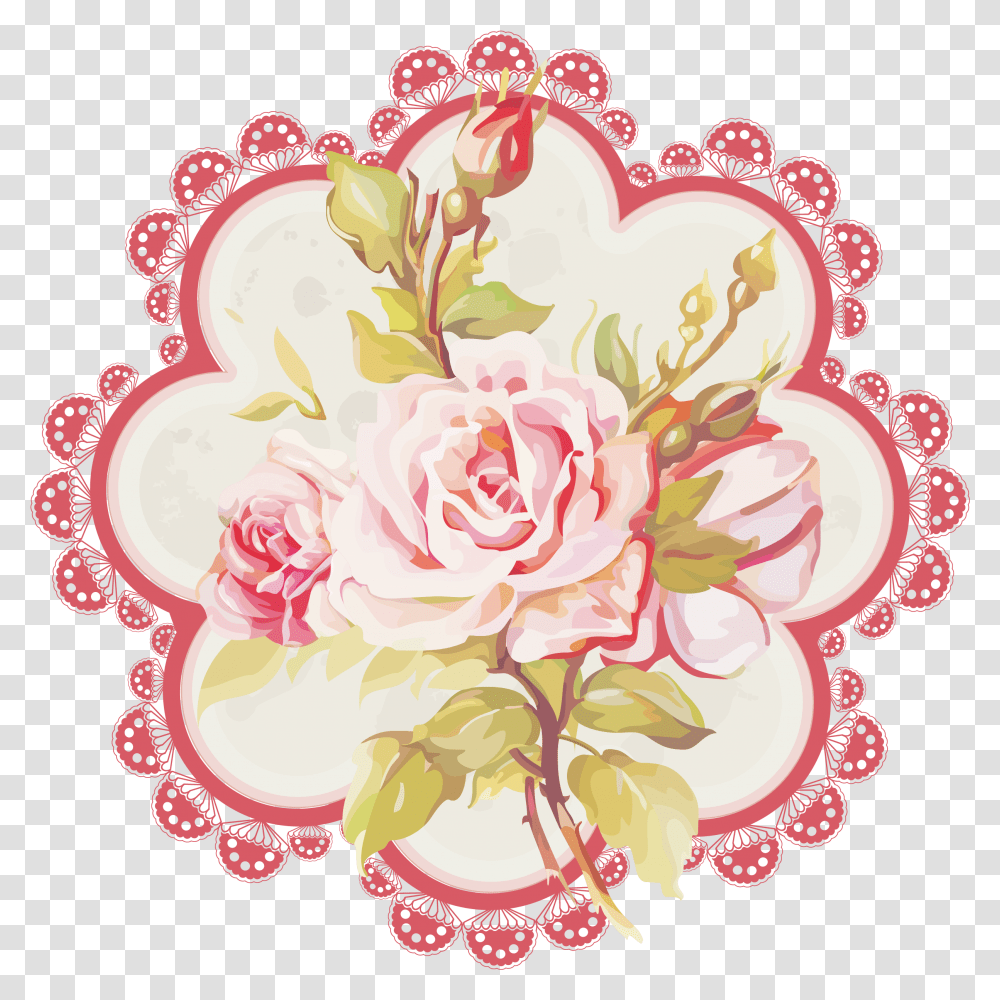 Romantic Pink Flower Border Photo Mart La Multi Ani Card, Graphics, Floral Design, Pattern, Plant Transparent Png