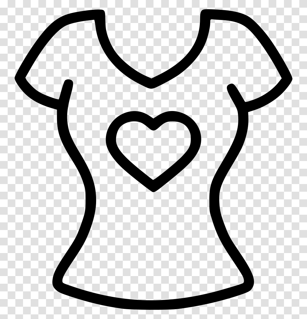 Romantic Valentine Valentines Day Top Heart Female Tshirt Icon, Hand, Stencil, Label Transparent Png