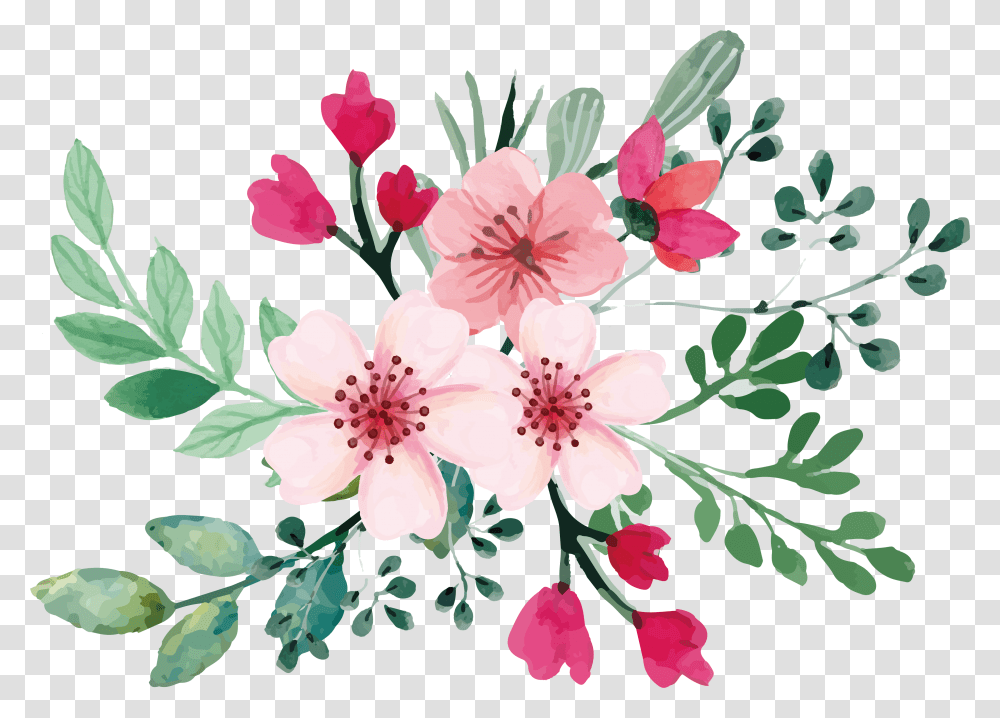 Romantic Watercolor Cherry Blossom Bouquet Cherry Blossom Watercolour, Plant, Flower Transparent Png