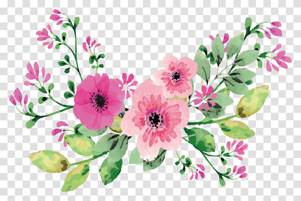 Romantic Watercolor Flowers, Floral Design, Pattern Transparent Png