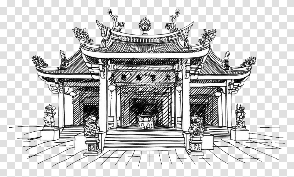 Rome Clipart Ancient Temple Chinese Temple Roof Sketch, Architecture, Building, Shrine, Worship Transparent Png