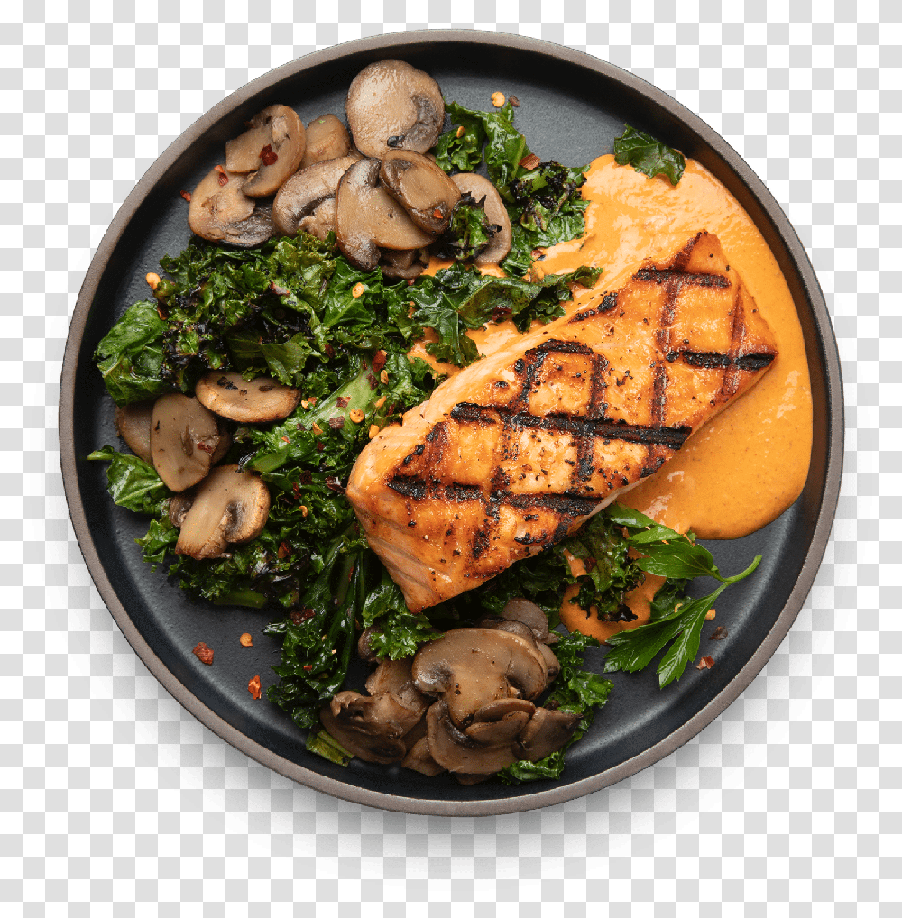 Romesco Salmon Agedashi Tofu, Plant, Food, Dish, Meal Transparent Png