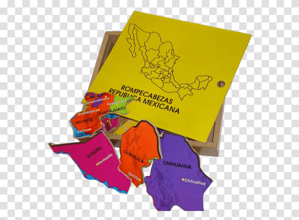 Rompecabezas De Madera De La Republica Mexicana, Map, Diagram, Plot, Atlas Transparent Png