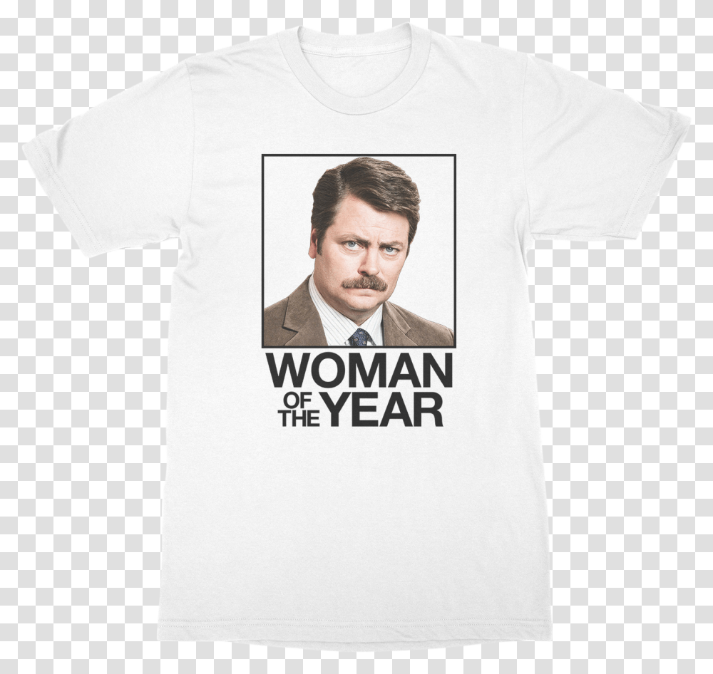Ron Swanson Woman Of The Year Parks And Recreation Parks And Rec T Shirts Ron Swanson, Apparel, Person, Human Transparent Png