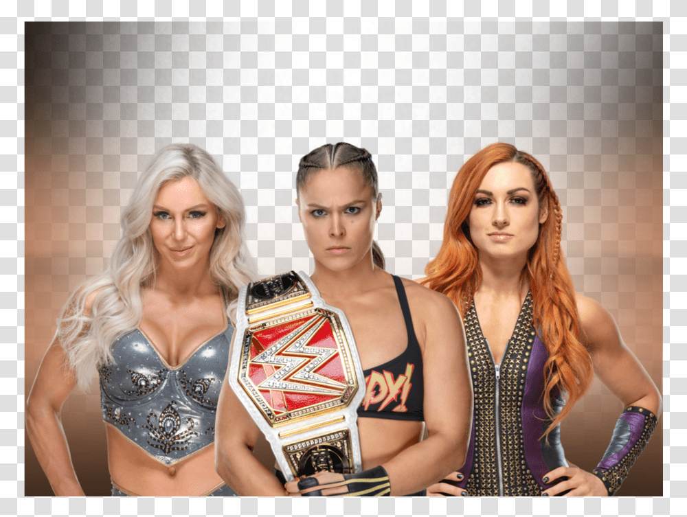 Ronda Rousey Vs Charlotte Flair Vs Becky Lynch Raw Ronda Rousey Wwe Champion, Person, Costume, Fashion Transparent Png
