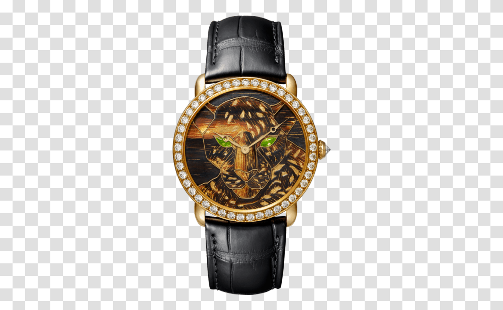 Ronde Louis Cartier Wood And Gold Leaf Red Cartier Revelation D Une Panthere, Wristwatch, Bronze Transparent Png