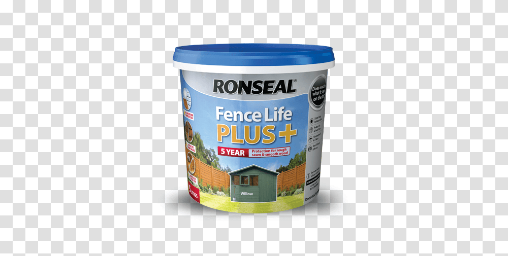 Ronseal Fence Life Plus Ronseal, Tape, Paint Container, Porcelain Transparent Png