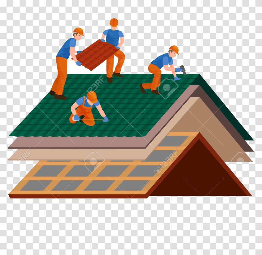 Roof Free Clipart Work Clip Art On Roof Repair Vector, Person, People, Outdoors Transparent Png