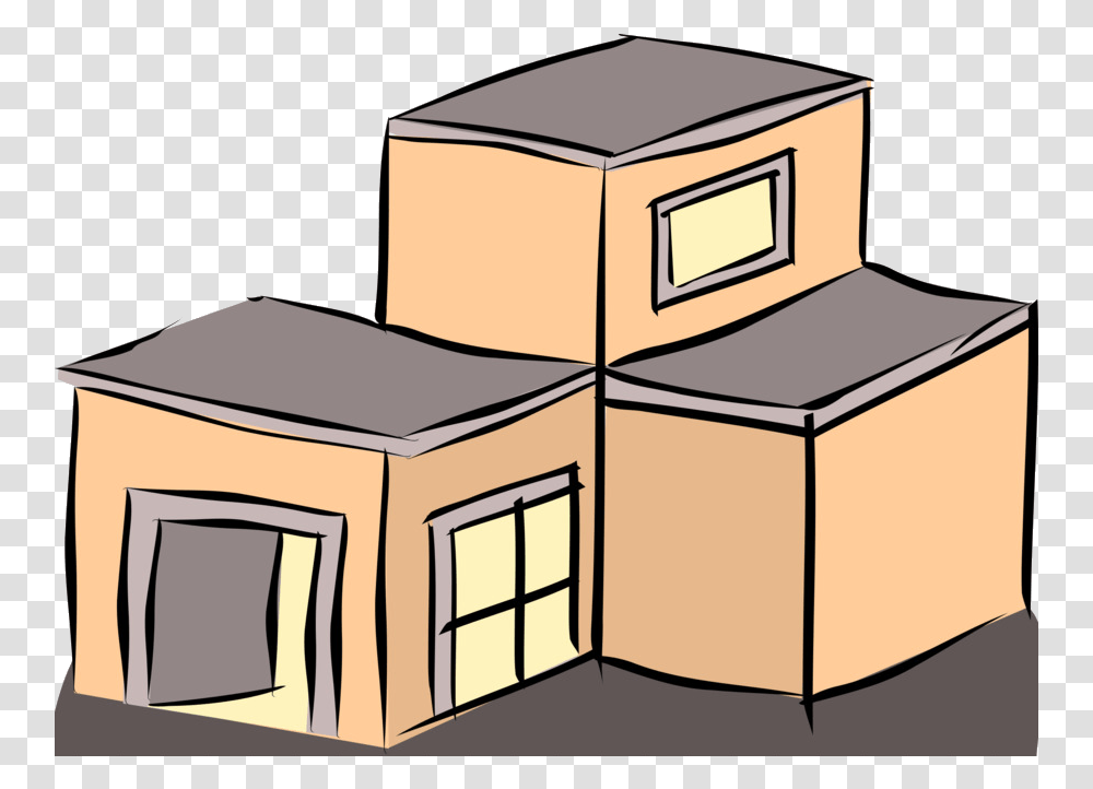 Roof Window Flat House Clip Art Cliparts Flat Roof House Clipart, Box, Cardboard, Den, Carton Transparent Png