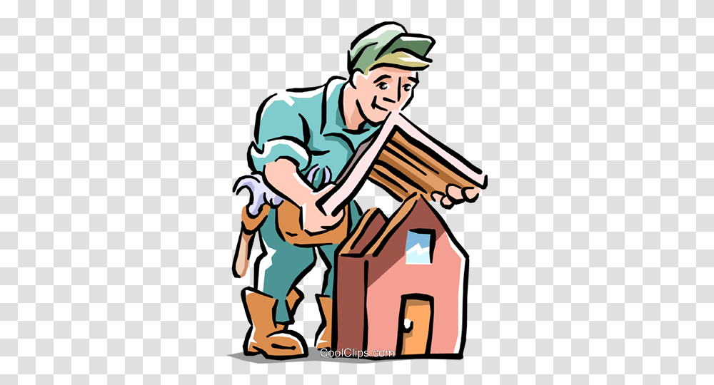 Roofer Installing Roof Royalty Free Vector Clip Art Illustration, Person, Carton, Box, Cardboard Transparent Png