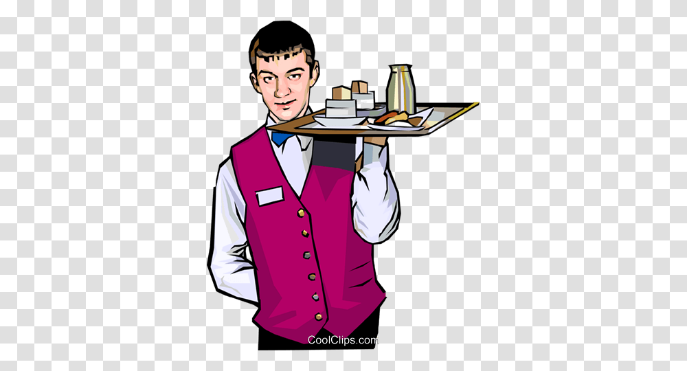 Room Service Royalty Free Vector Clip Art Illustration, Waiter, Person, Human, Vest Transparent Png