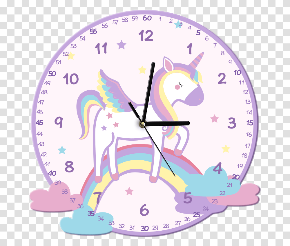 Room Wall Clock Bedroom Mute Unicorn Cartoon, Analog Clock Transparent Png
