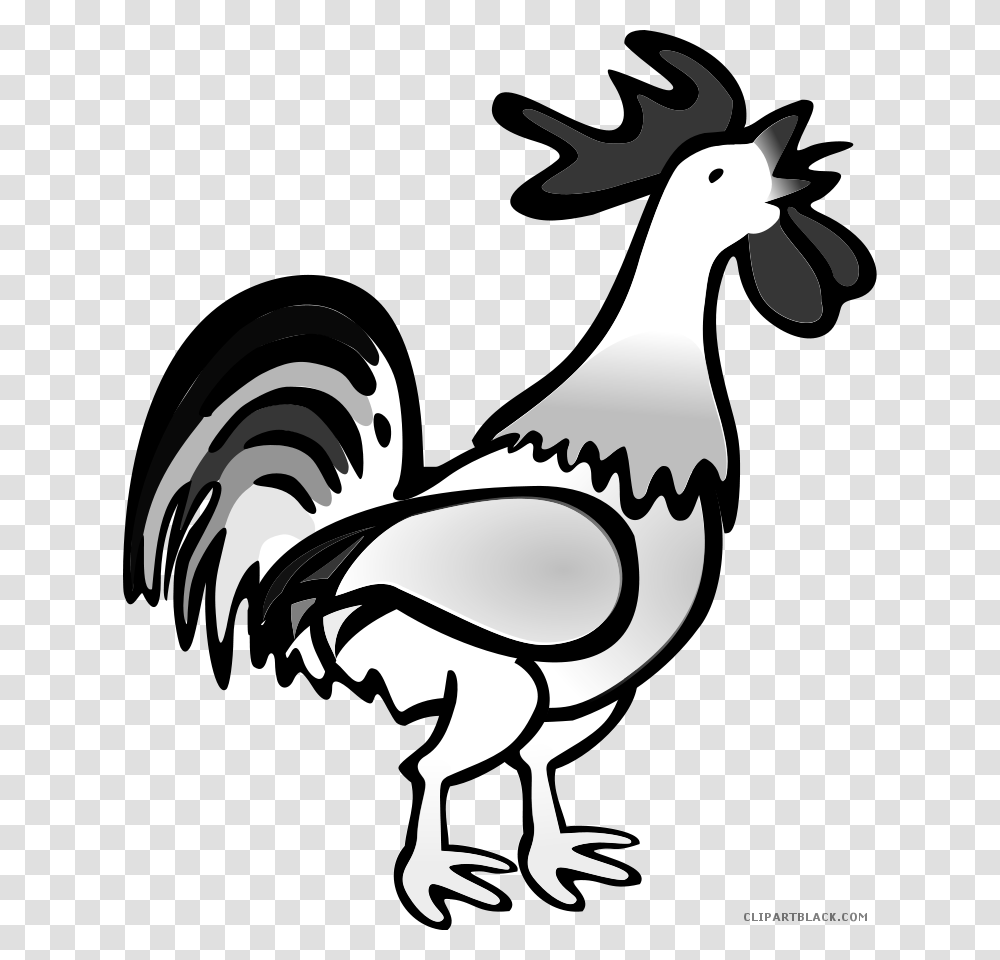 Rooster Animal Free Black White Clipart Images Clipartblack Rooster Cock Clipart, Bird, Fowl, Poultry, Stencil Transparent Png