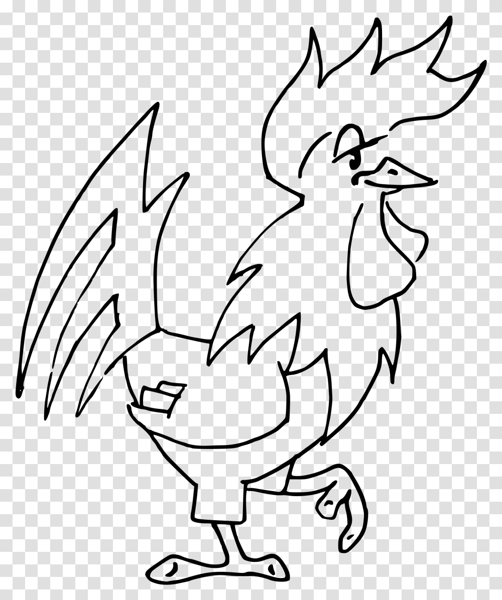 Rooster Black And White Drawing, Gray, World Of Warcraft Transparent Png