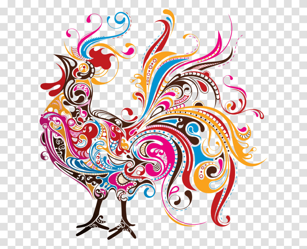 Rooster Chicken Silhouette Drawing Business Cards, Pattern, Floral Design Transparent Png