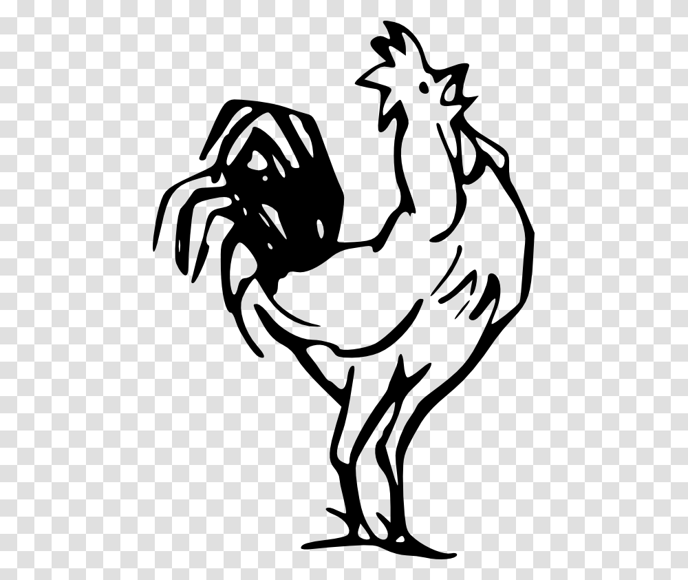 Rooster Clipart Black And White, Stencil, Animal Transparent Png