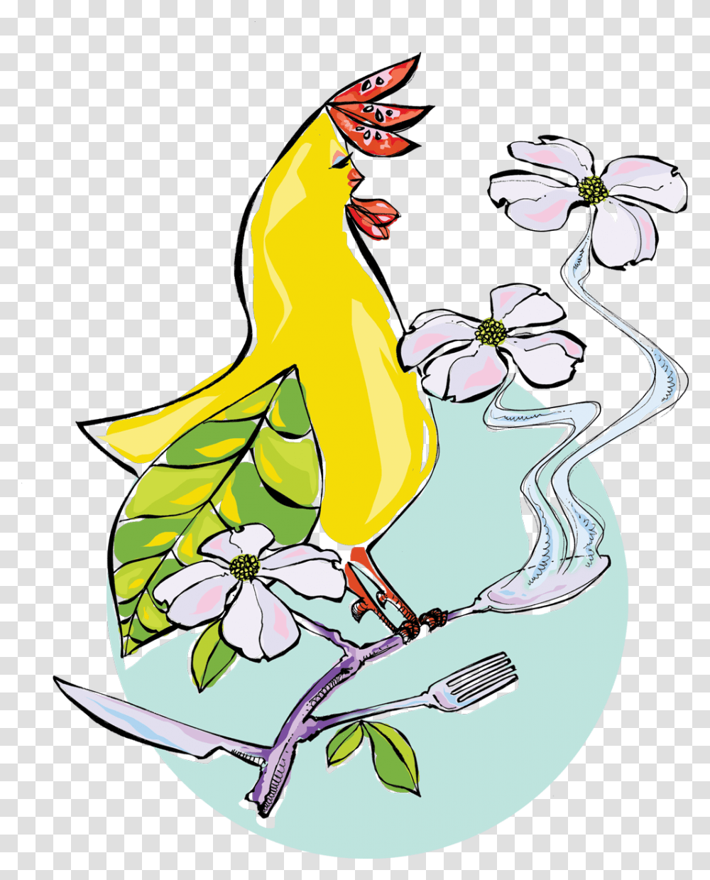 Rooster Drawing Food, Modern Art, Floral Design Transparent Png