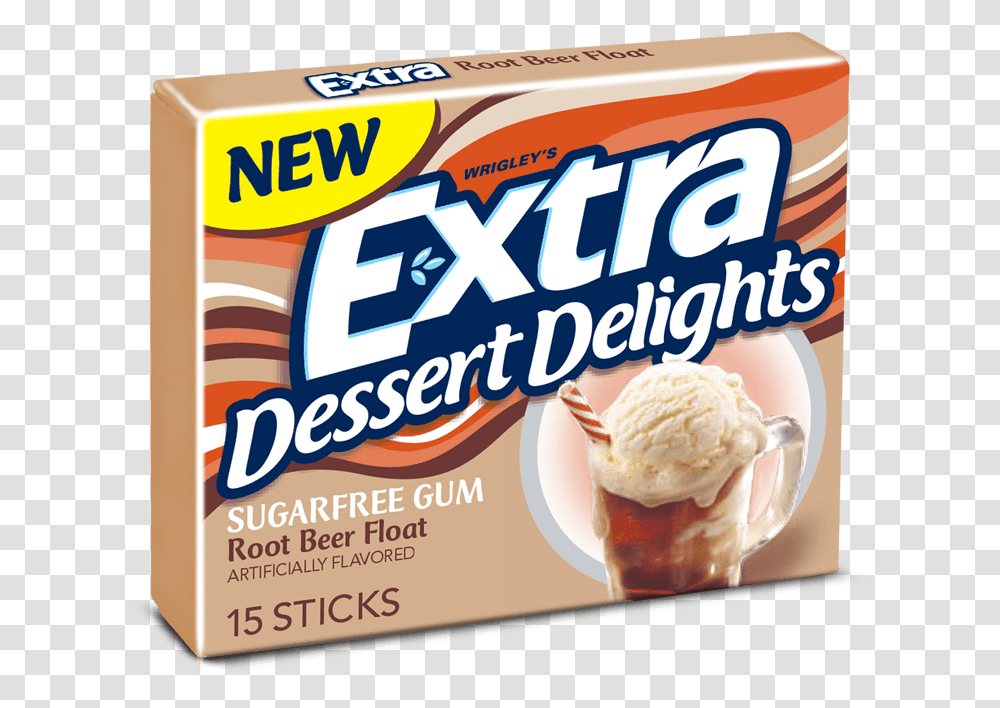 Root Beer Float Sugarfree Gum Extra Gum Dessert Delights, Ice Cream, Food, Creme Transparent Png