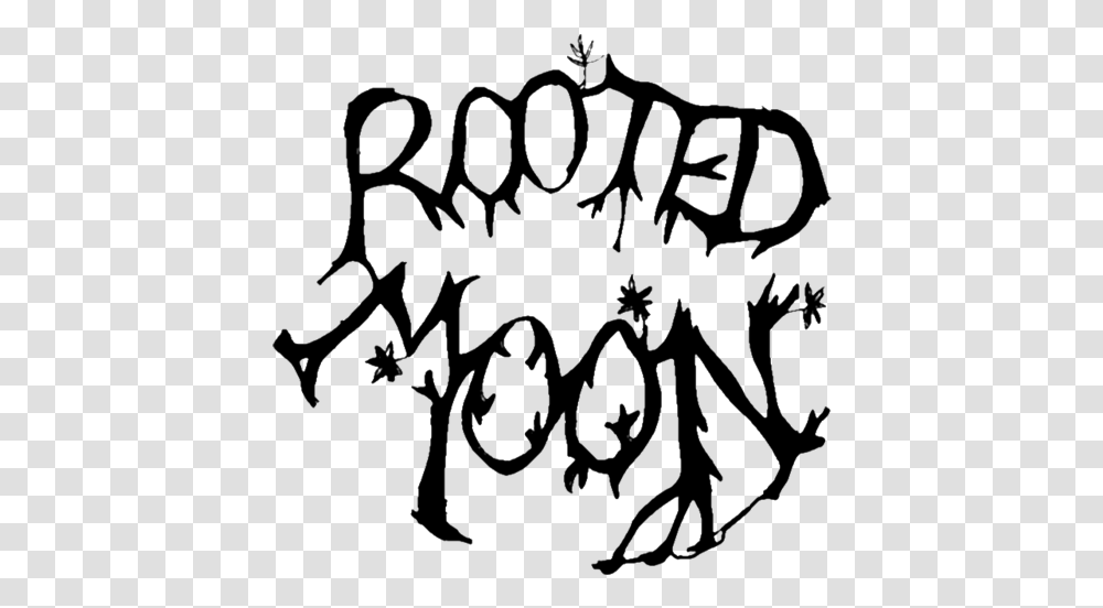 Rooted Moon Monochrome Logo Black Calligraphy, Handwriting, Alphabet, Number Transparent Png